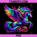Psychedelic Rainbow Unicorn Pegasus Art PNG, Colorful Fantasy Wings PNG