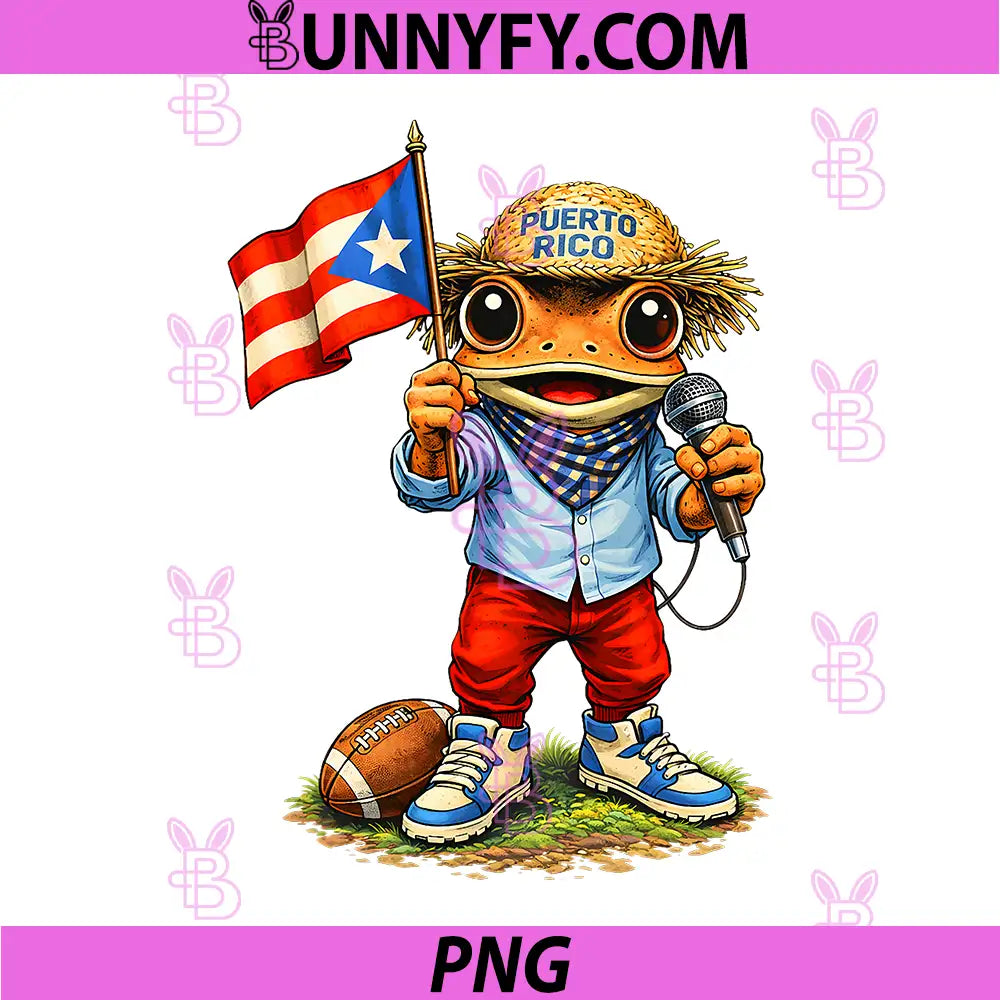 Puerto Rico Coqui Frog PNG, Funny Football PNG