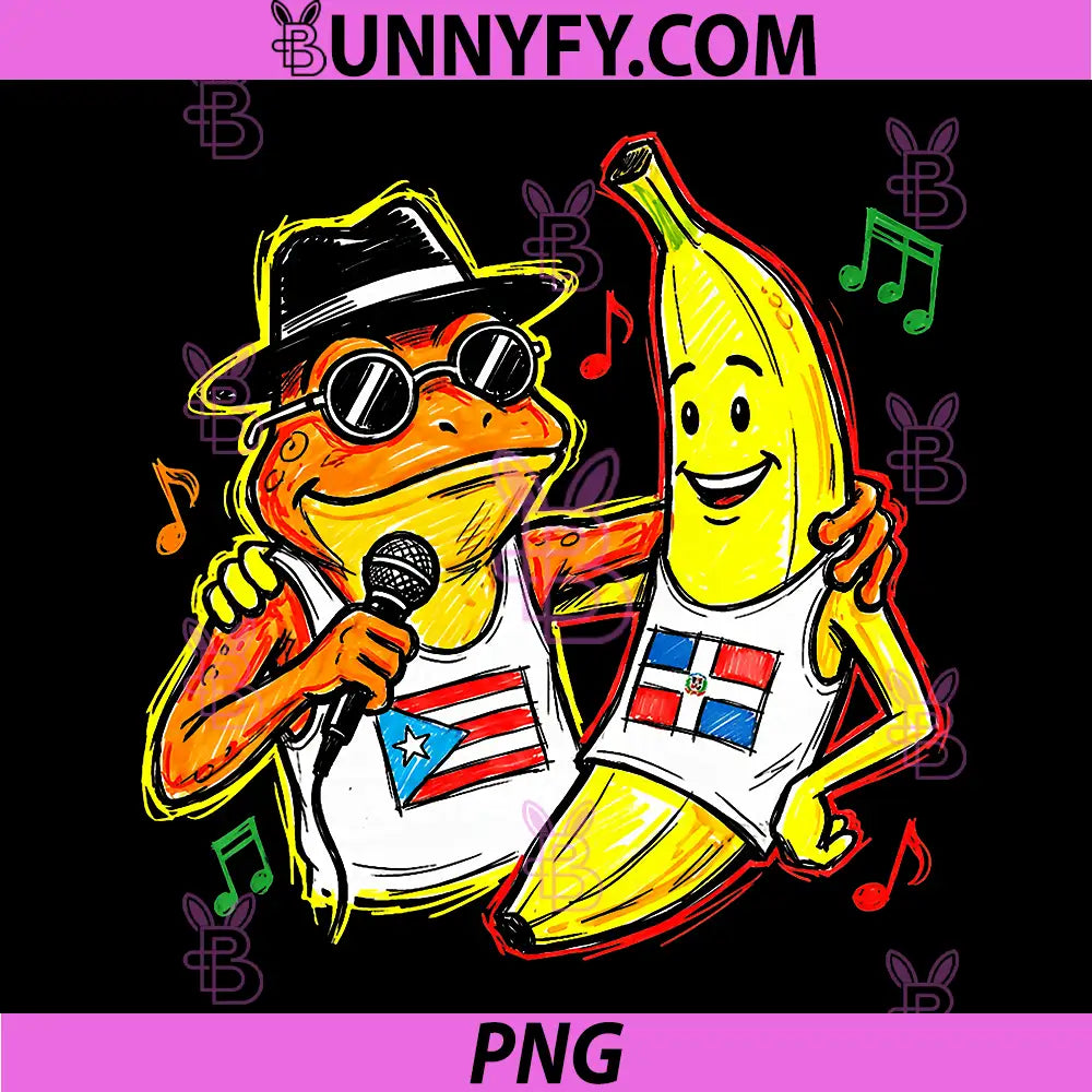 Puerto Rico Dominican Republic PNG, Music Frog Banana Duo PNG