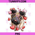 Pug Dog Valentine's Day PNG, Heart Glasses PNG 