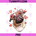 Pug Dog Valentine's Day PNG, Heart Glasses PNG