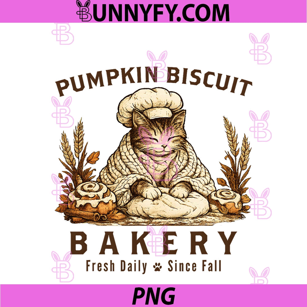Pumpkin Biscuit PNG, Bakery Baking Cat Kneading Dough Vintage PNG