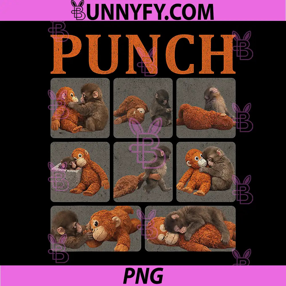 Punch Monkey PNG, Cute Baby Monkey And Teddy Bear Comic Design PNG