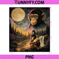 Punch Monkey Moon PNG, 90s Retro Animal Vintage Graphic PNG