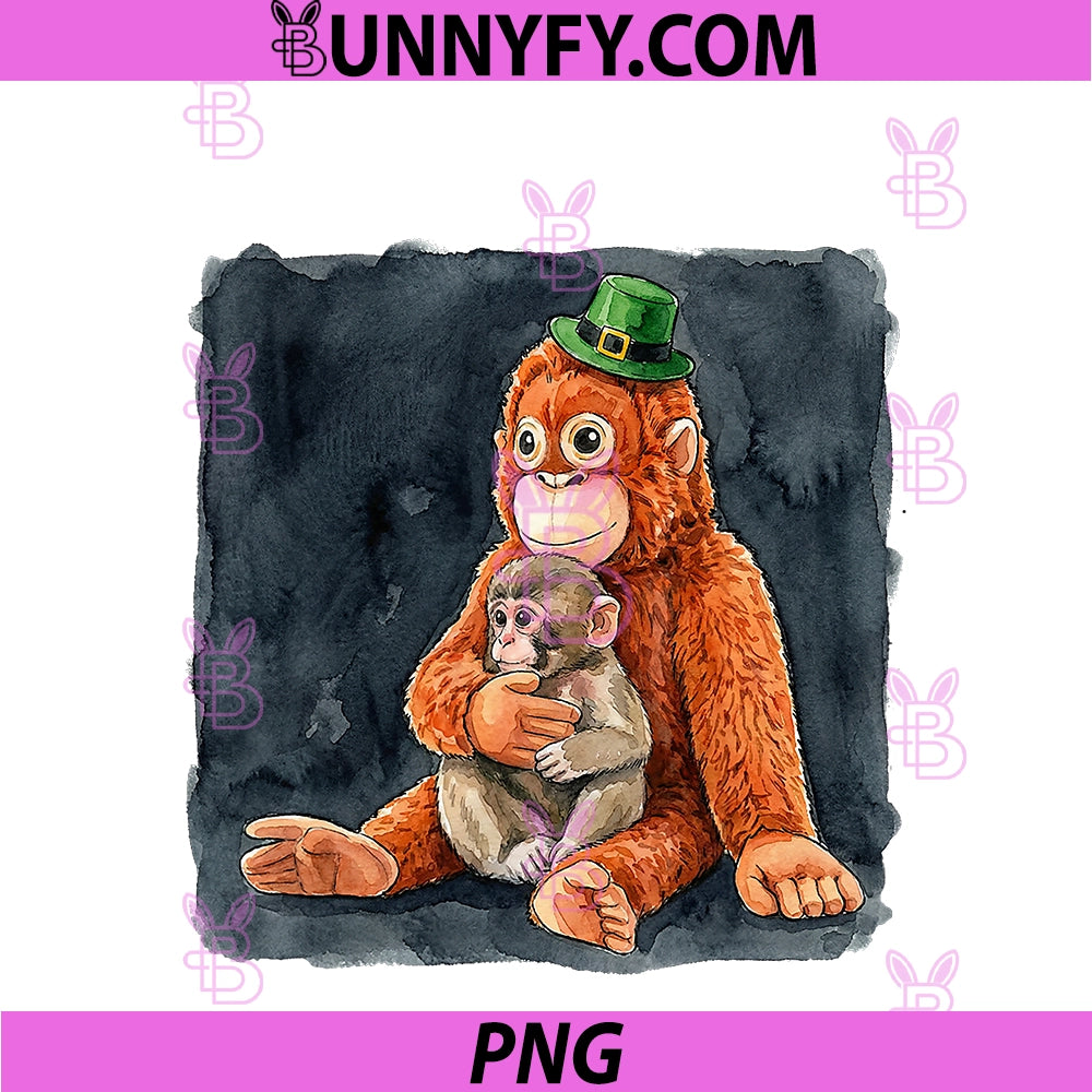 Punch Monkey St Patrick's Day PNG, Punch Baby Orangutan Hug PNG