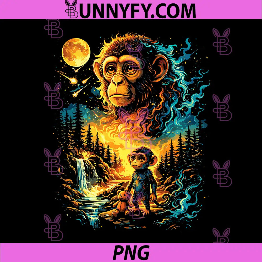 Punch The Baby Monkey PNG, Looks at His Mother in The Moon PNG