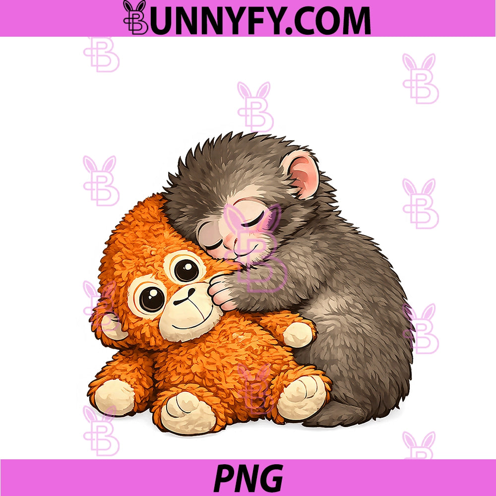 Punch The Monkey Cuddling Stuffed Animal PNG, Meme Viral Internet PNG