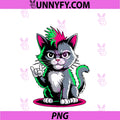 Punk Rock Men Kids Women PNG, Funny Cat PNG