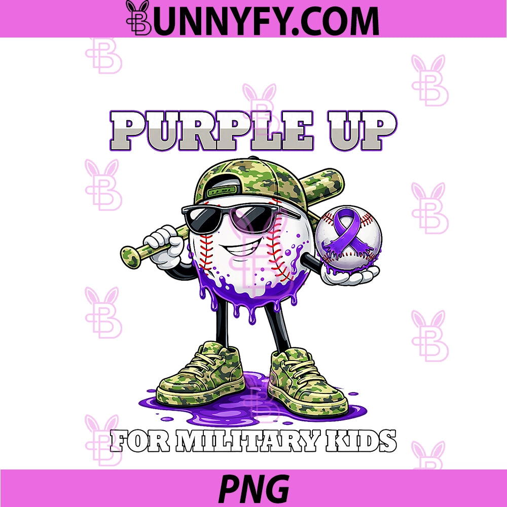 Purple Up For Military Kids PNG, Baseball Military Boys Kid PNG