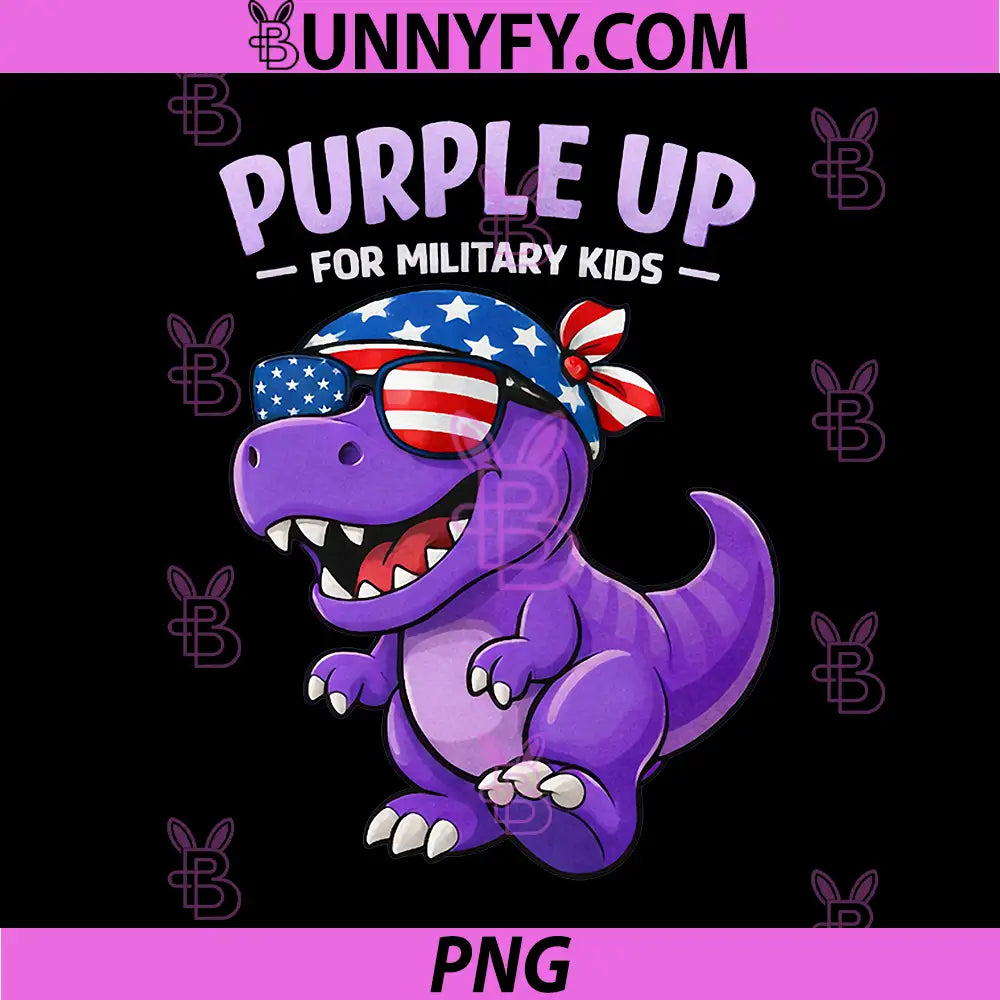 Purple Up Military PNG, Cute Dinosaur Purple Up Day PNG