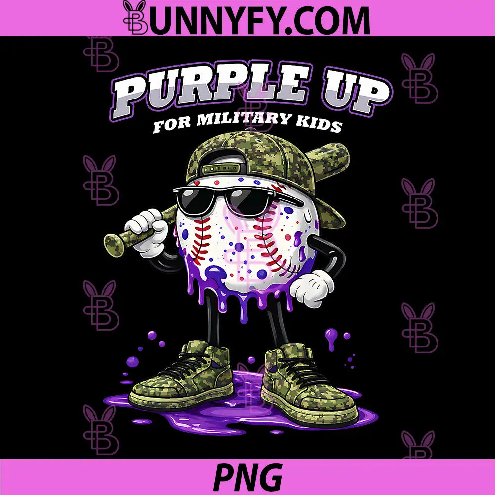 Purple Up for Military Kids PNG, Baseball Military PNG 