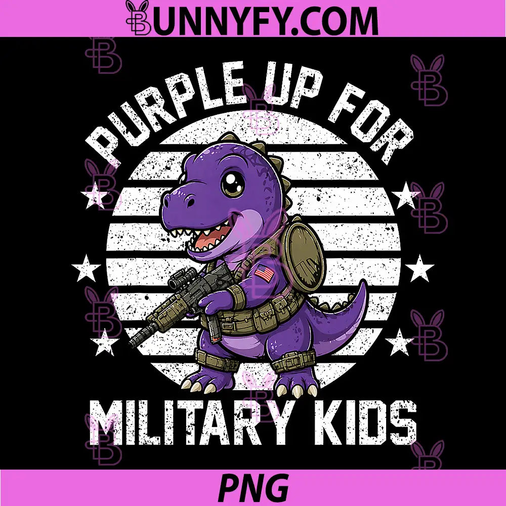 Purple Up for Military Kids PNG, Military Child Month Dinosaur PNG
