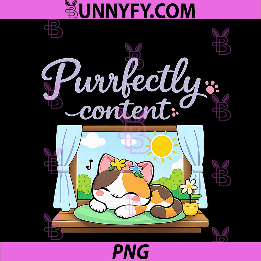 Purrfectly Content PNG, Kawaii Chibi Kitten Window Art PNG