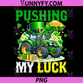 Pushing My Luck PNG, Shamrocks Tractor Carrying Coins PNG