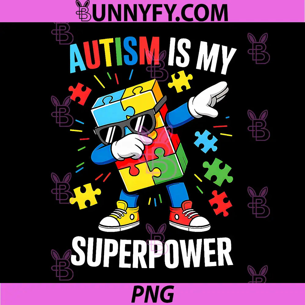 Autism Is My Super Power Puzzle Art PNG, Colorful Autism Awareness PNG