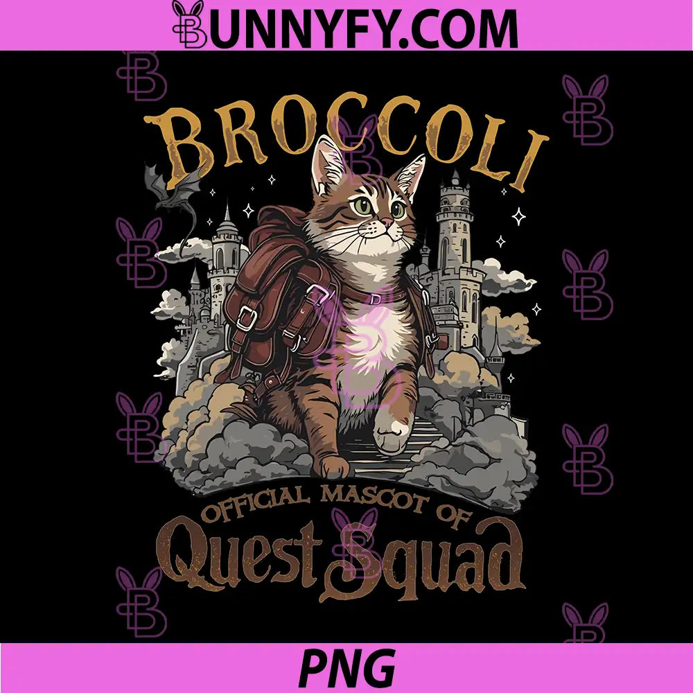 Broccoli Official Mascot Of Quest Squad PNG, Fantasy Cat Art PNG