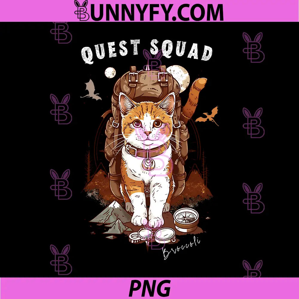 Quest Squad Broccoli Cat Adventurer PNG, Fantasy Night Quest PNG