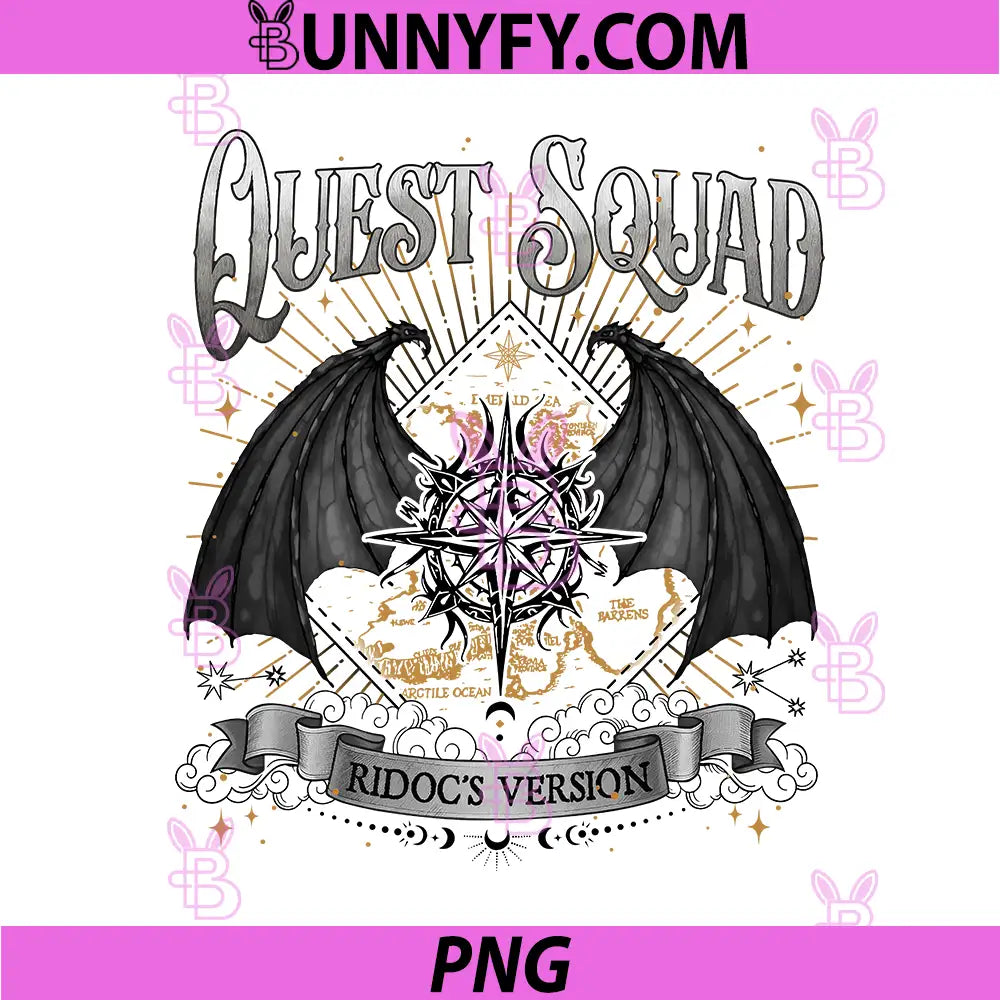 Quest Squad Ridoc’s Version Dragon Compass PNG, Fantasy Map Art PNG