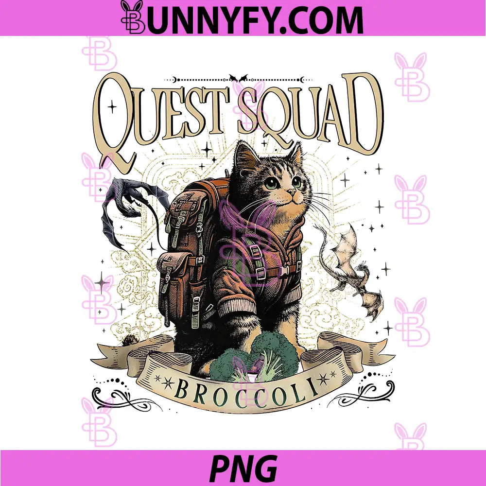 Quest Squad Broccoli’s Version Mascot PNG, Forest Cat Art PNG