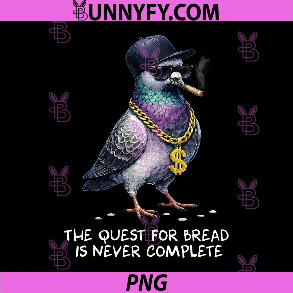 The Quest for Bread Pigeon PNG, Funny Gangster Bird for Bread Lovers PNG