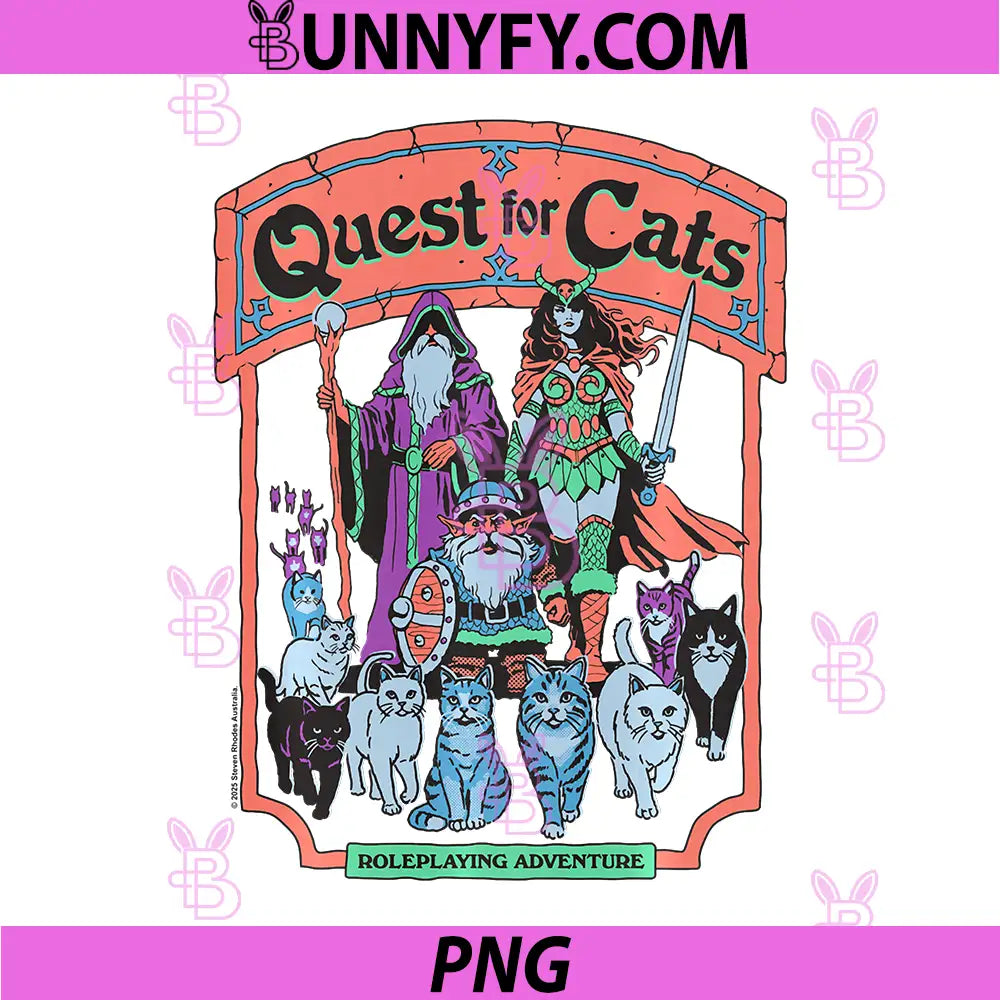 Quest for Cats Roleplay PNG, Retro Vintage Funny Adult Humor PNG
