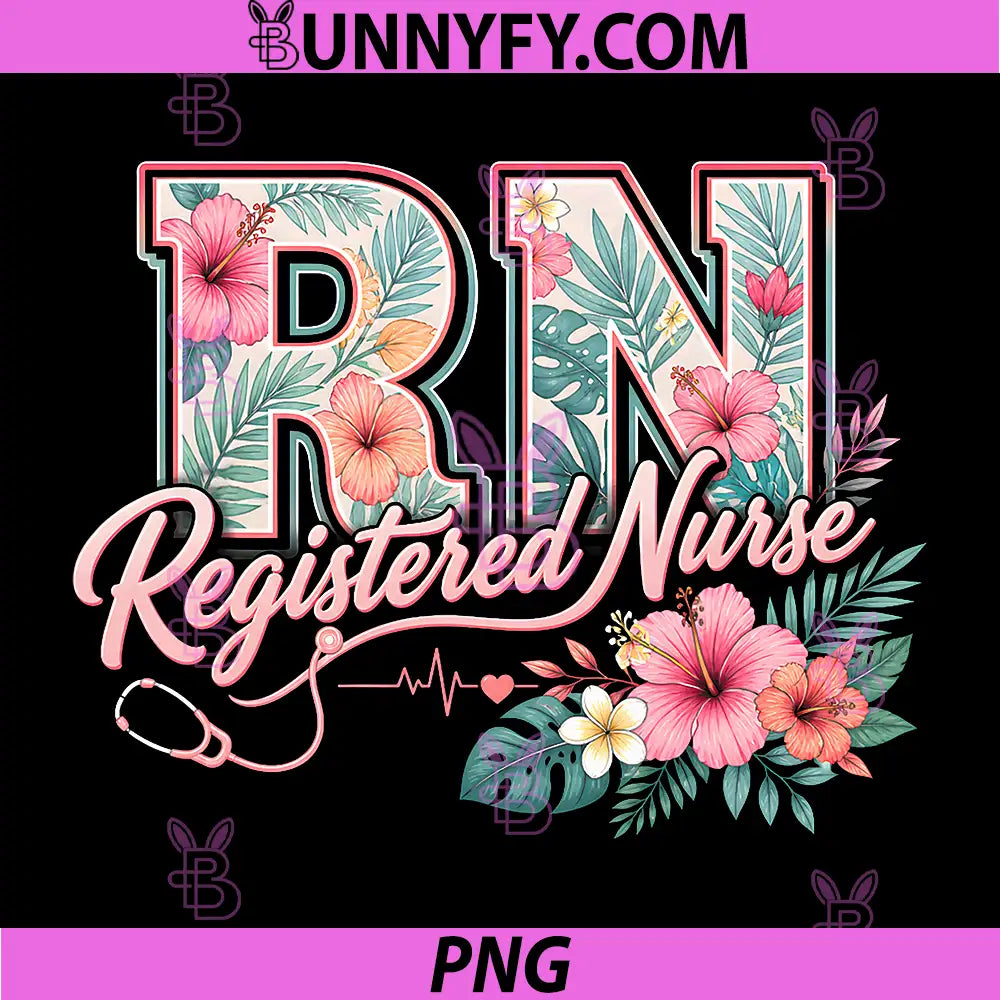 RN Tropical Flowers PNG, Registered Nurse Aloha Summer Vacation PNG