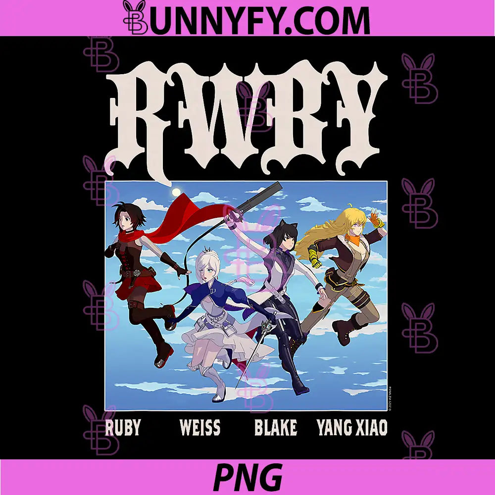 RWBY Character Group PNG, Action Poses Anime Cartoon PNG