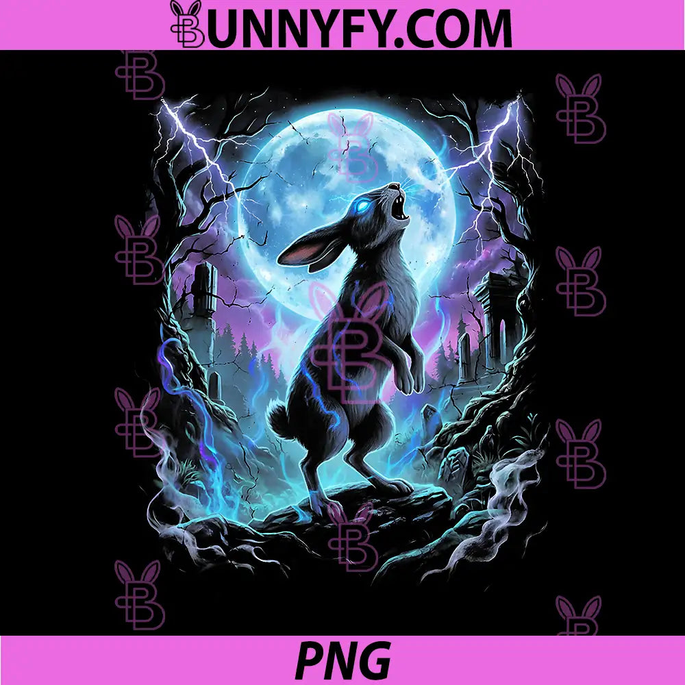 Rabbit Howling to The Moon PNG, Meme 90s Vintage PNG