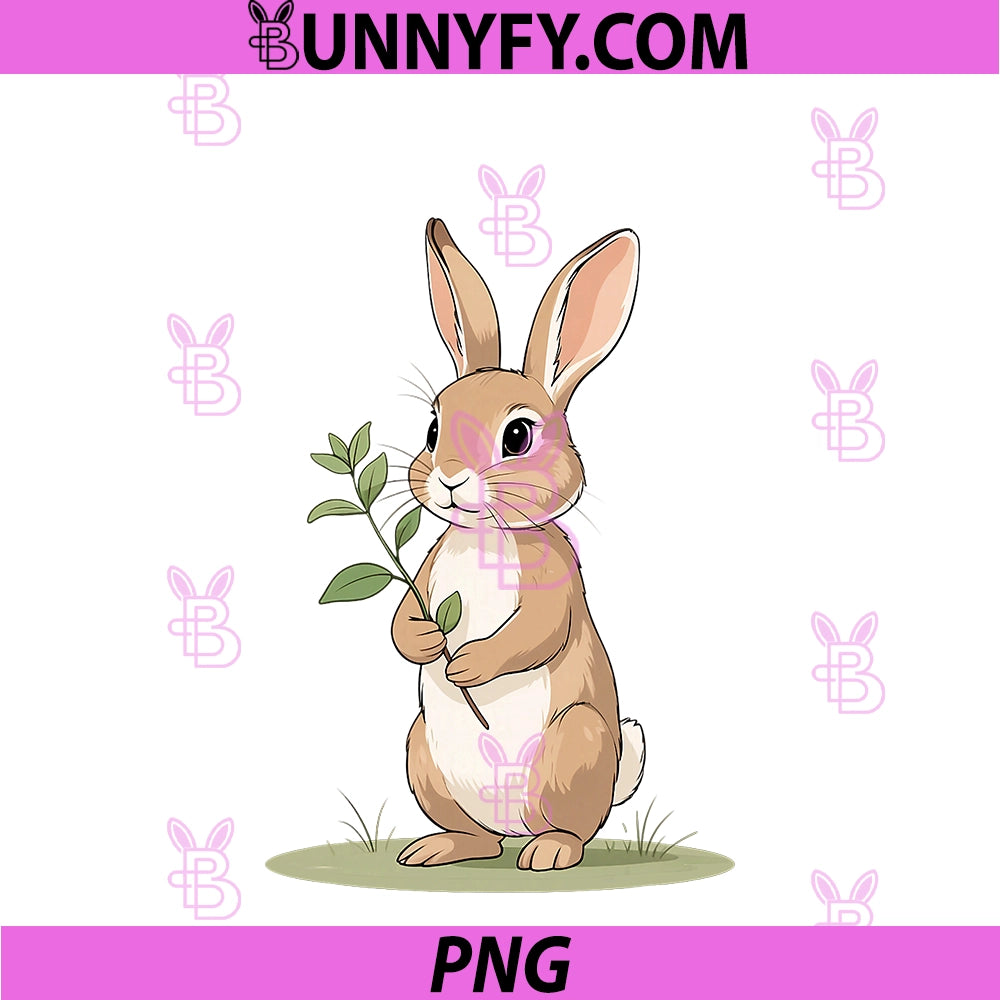 Rabbit In Gentle Spring Garden PNG, Soft Animal Art PNG