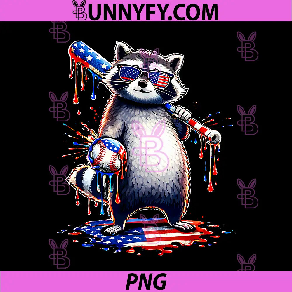 Raccoon Baseball Drip PNG, Raccoon Baseball PNG