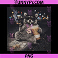 Raccoon Drinking Iced Coffee PNG, Funny Animal Meme PNG