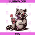 Raccoon Drinking Iced Coffee PNG,Funny Animal PNG
