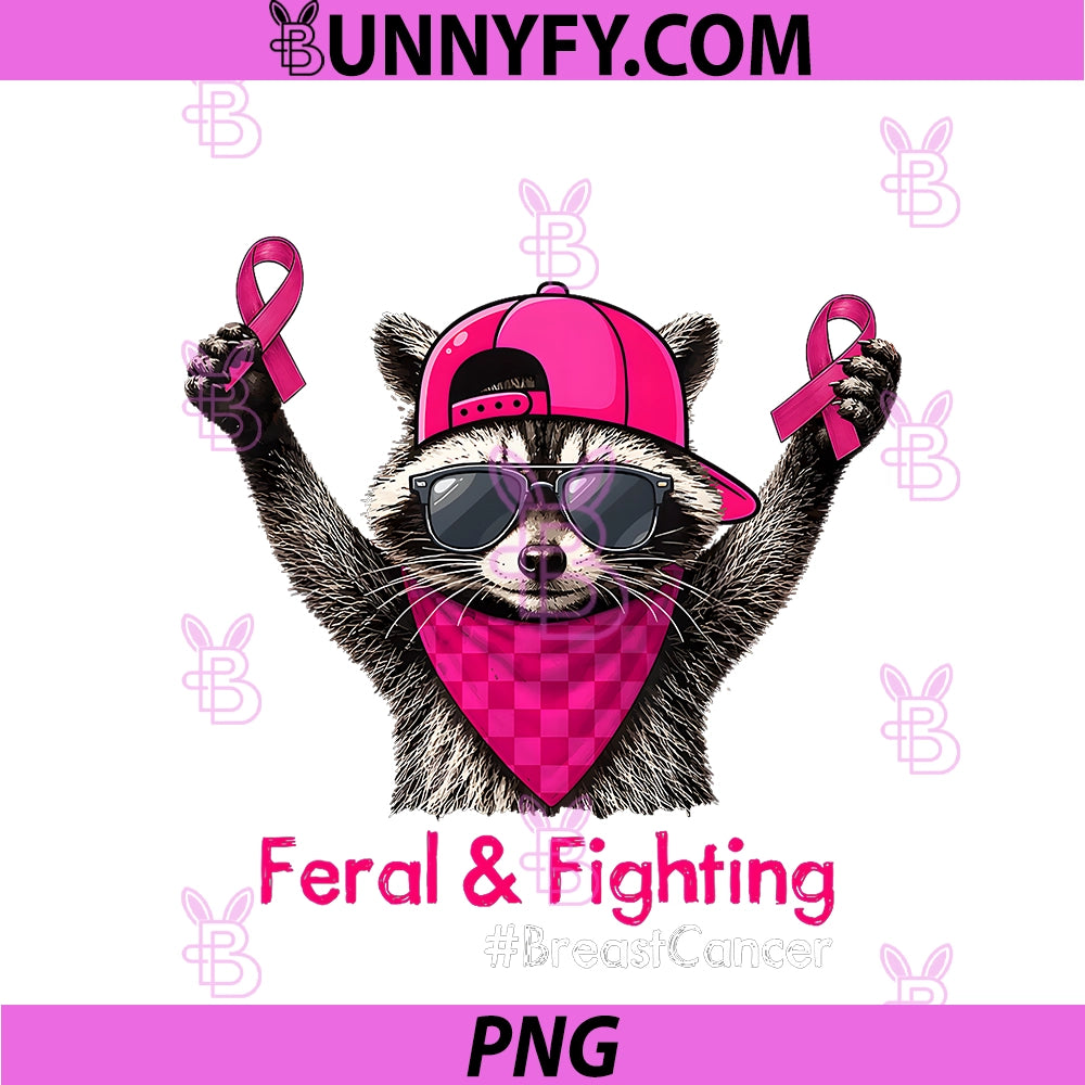 Raccoon Feral & Fighting PNG, Breast Cancer Awareness PNG