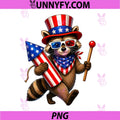 Raccoon Fireworks PNG, 4th of July Patriotic USA PNG