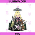 Raccoon Guitar And Bigfoot PNG, Under Alien UFO Beam Rock On PNG