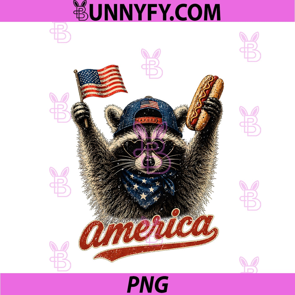 Raccoon Hot Dog America 1776-2026 PNG, 4th Of July 250 Years PNG