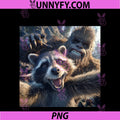 Raccoon Selfie With Bigfoot PNG, Funny Forest Meme PNG