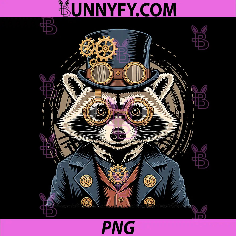 Raccoon Steam Punk Funny PNG, Animal Steampunk Raccoon Lover PNG