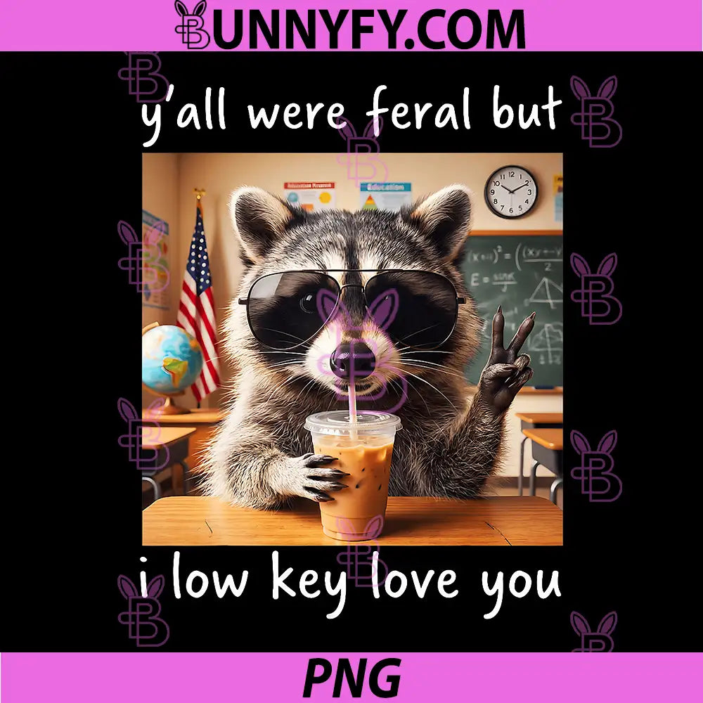 Raccoon PNG, Yall were Feral But I Low Key Love You PNG