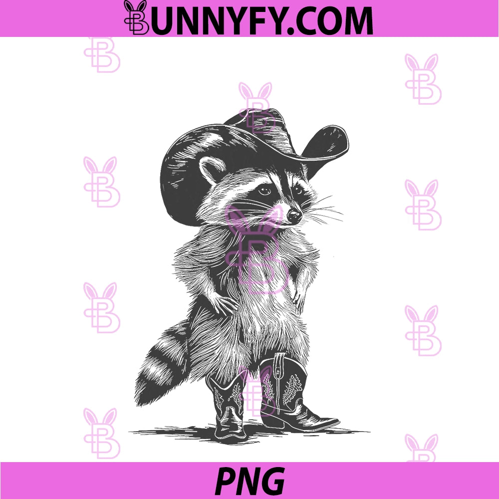 Racoon Cowboy PNG, Funny Racoon Graphic PNG