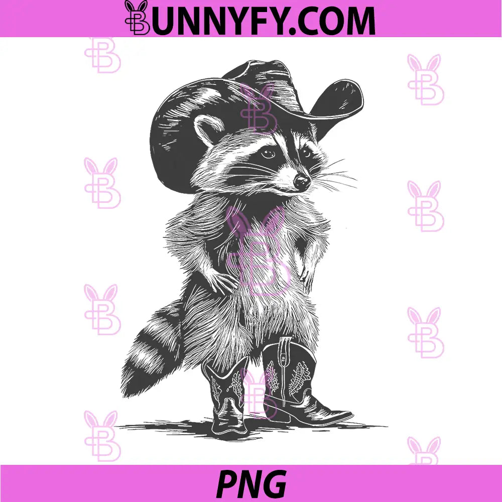 Racoon Cowboy PNG, Funny Racoon Graphic PNG