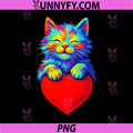 Rainbow Cat Hear Hugging PNG, Kitty Love PNG 