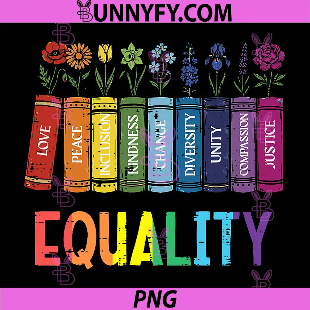 Rainbow Gay Books PNG, Flowers Equality LGBTQ Pride PNG