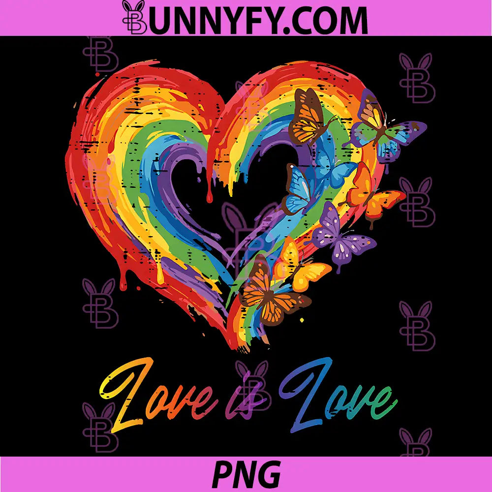 Rainbow Gay Heart Butterflies PNG, Love Gay Pride LGBTQ PNG