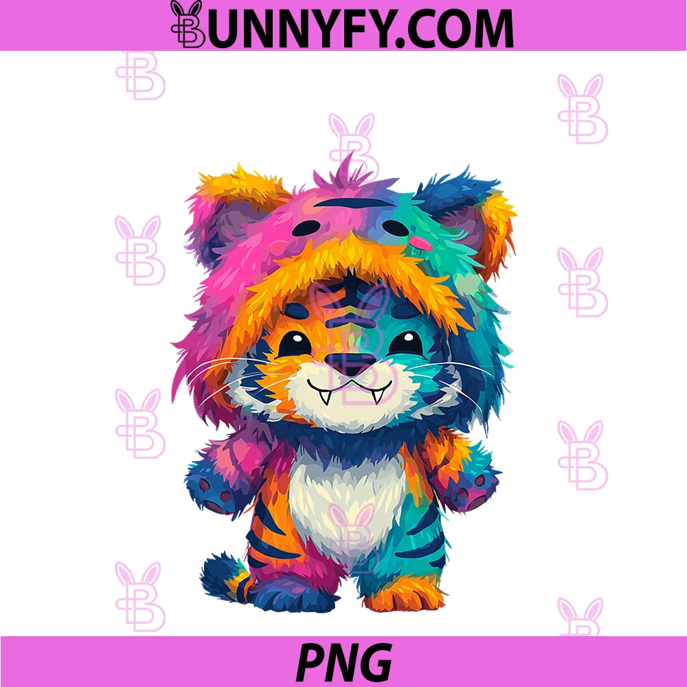 Rainbow Tiger In Colorful PNG, Kawaii PNG