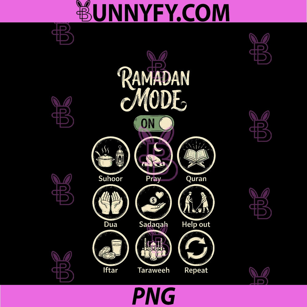 Ramadan Mode On Tracker Suhoor Iftar Pray PNG, Sadaqah Repeat PNG