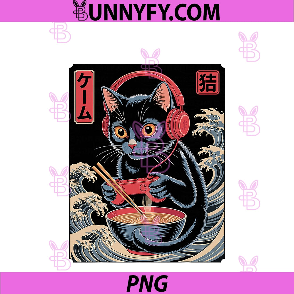Ramen Cat Japanese Anime PNG, Wave Kawaii Noodle Bowl Neko PNG