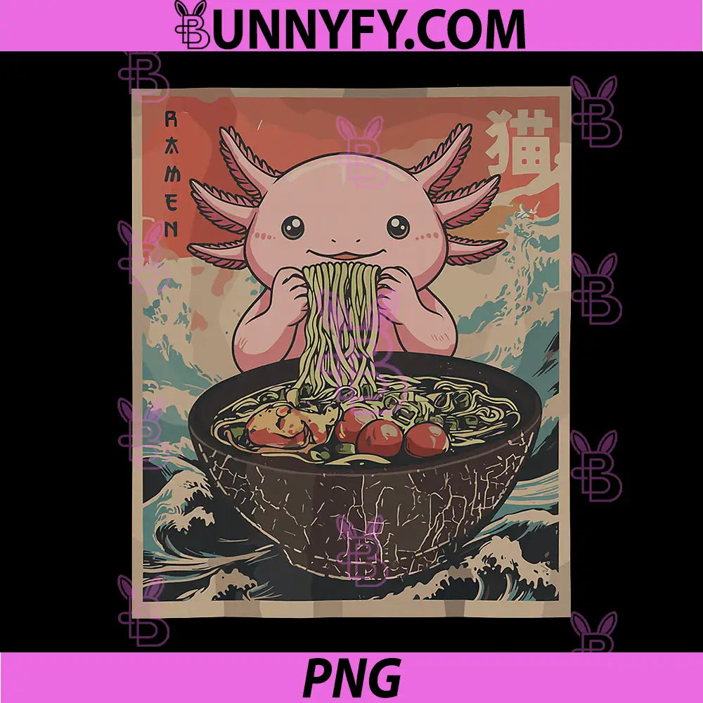 Ramen Japanese Graphic PNG, Axolotl Anime PNG
