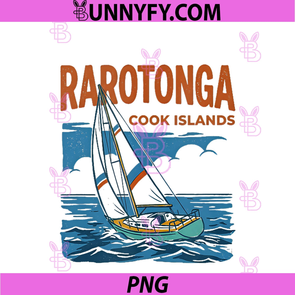 Rarotonga Cook Islands PNG, Vintage Sailboat PNG