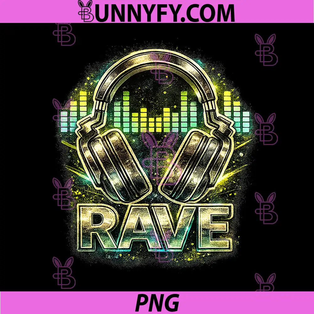 Rave Headphones PNG, Graphic Electronic Music PNG, Festival Clubbing PNG